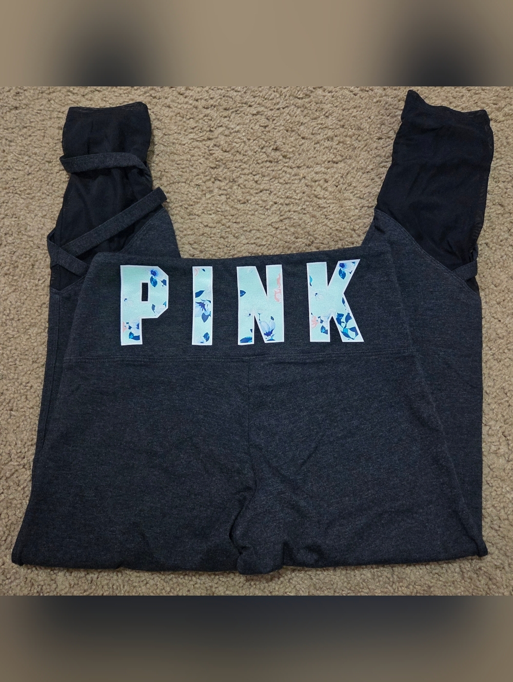 PINK Victoria's Secret Watercolor Spellout Strappy Activewear Leggings